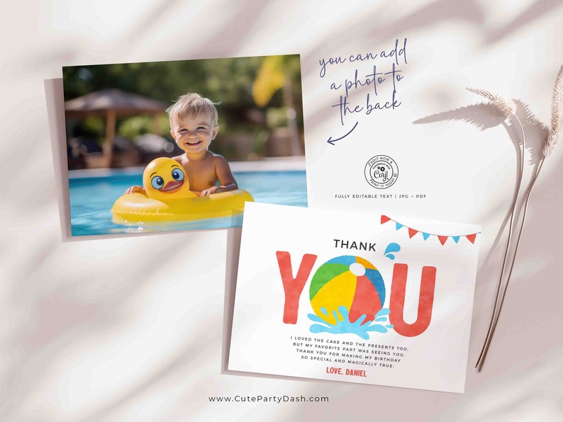 Pool Party Second birthday invitation Printable INSTANT DOWNLOAD Swimming Pool Summer Beach Ball 2nd Birthday EDITABLE invite boy girl 427 image 5