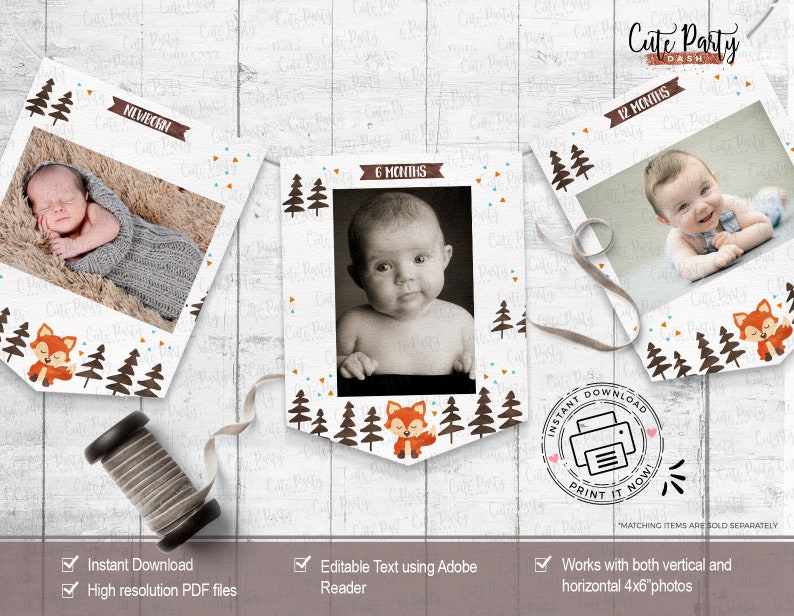 Woodland Fox First Birthday Time Capsule Card (Digital Download) image 8
