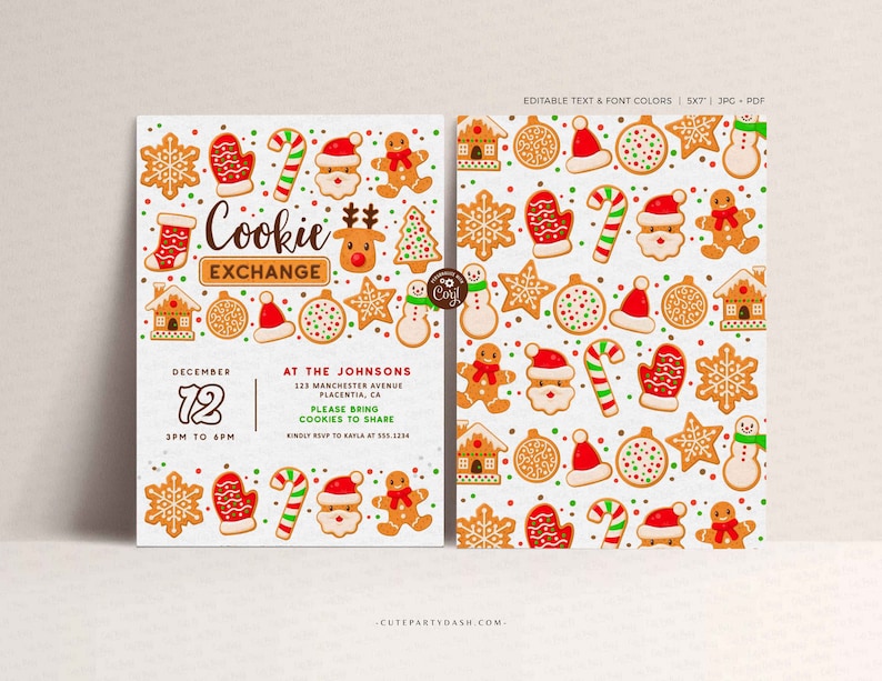Christmas Cookie Exchange Invitation, Cookie Exchange Party Digital Invite by CutePartyDash.com