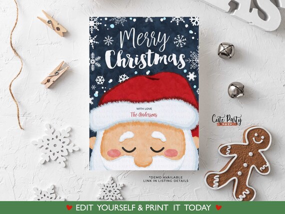 Christmas Greeting Card Printable Children Happy Holidays - Etsy