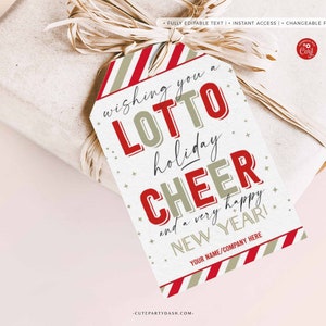 Christmas Wishing you a Lotto Holiday Cheer Gift Tag, Appreciation Gift Tags, Lottery Ticket Christmas Gift Tag, INSTANT DOWNLOAD EDITABLE