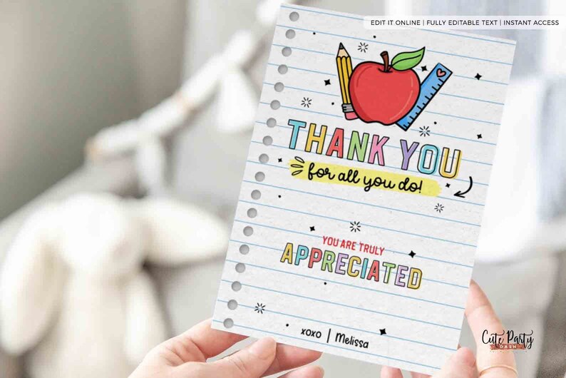 Editable Thank You Gift Card Holder Template Printable Teacher - Etsy