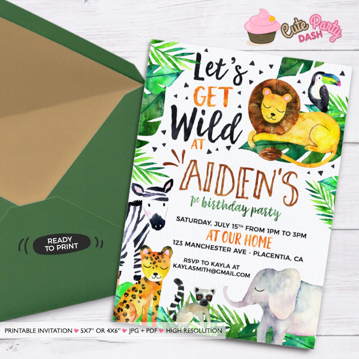 Jungle Invitation Printable Jungle Birthday Photo Invitation Etsy