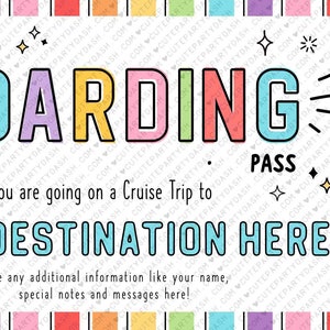 Cruise Boarding Pass Vacation Ticket Gift Voucher, Editable Gift Ticket Template, Surprise Cruise Trip gift ticket, INSTANT DOWNLOAD