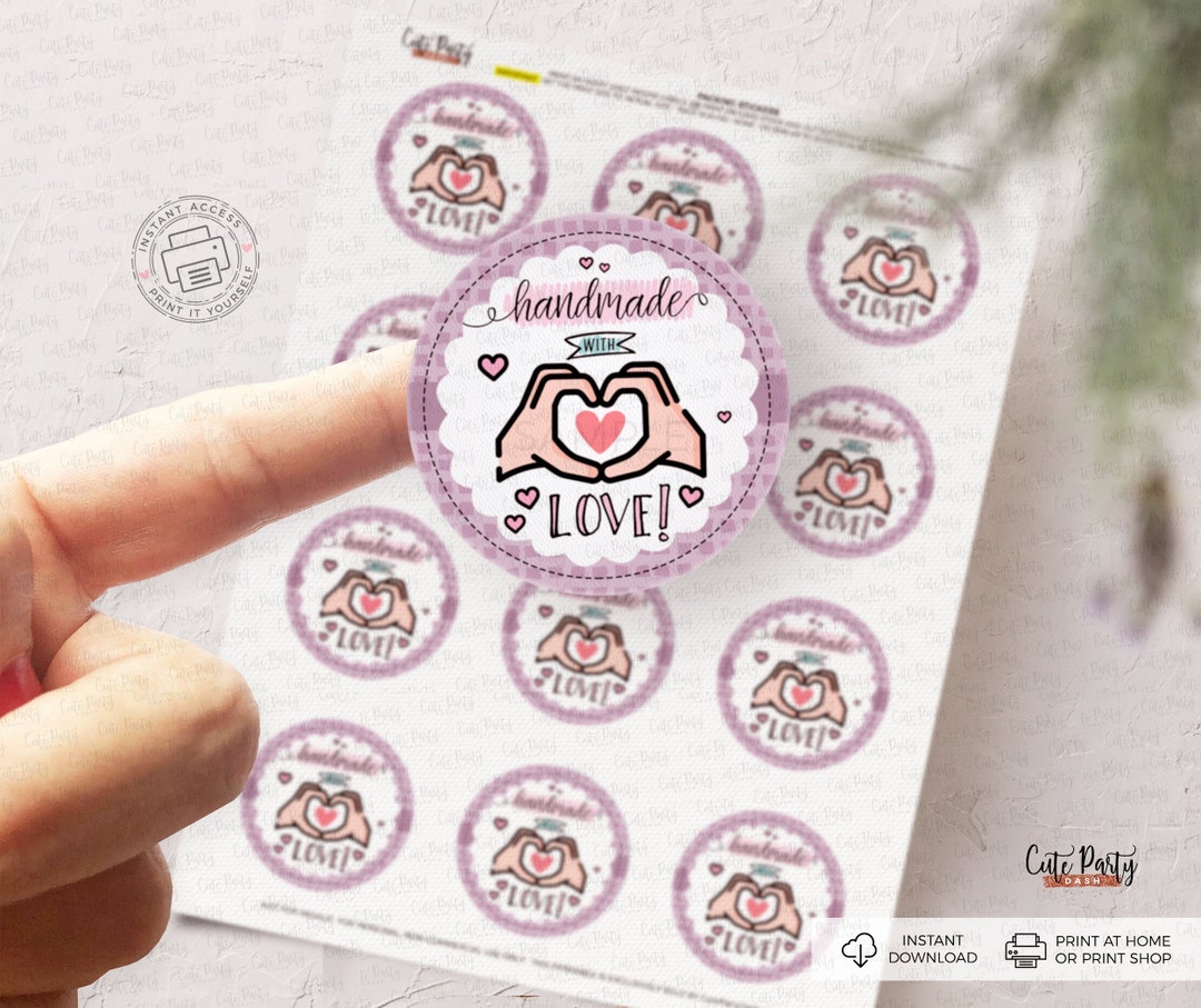 Handmade With Love Printable Stickers, Support Small Business Packaging ...