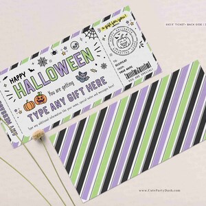 Halloween Gift Tag Certificate Template Surprise Experience Ticket Editable Voucher Certificate Fun Coupon for her kids men INSTANT DOWNLOAD