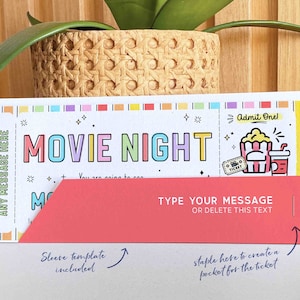 Surprise Movie Ticket Template, Gift Certificate Voucher, Birthday Movie Night Printable Theatre Cinema Premier Coupon #175 INSTANT DOWNLOAD