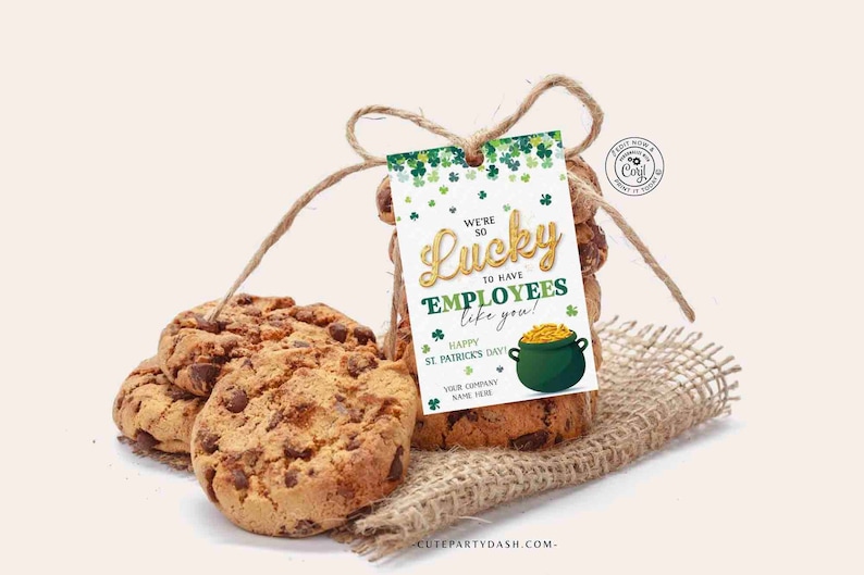 Lucky to Have employees Like You gift tag, Staff Employee Appreciation Gift Tags, Business St. Patrick’s Day gift INSTANT DOWNLOAD EDITABLE