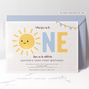 Little Sunshine Boy Birthday Party INVITATION, INSTANT DOWNLOAD 446