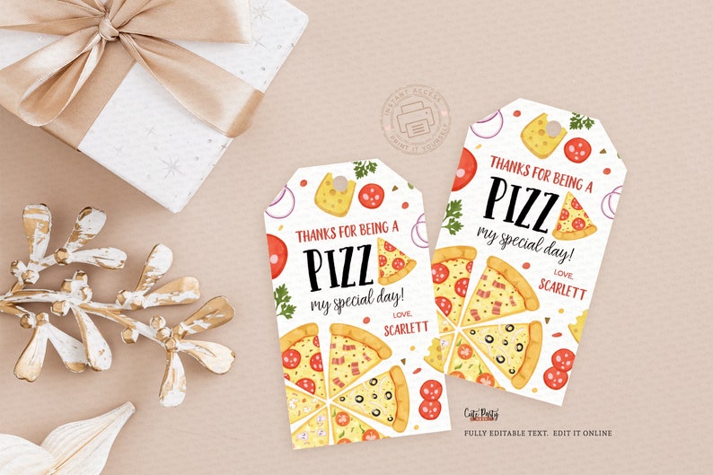 Pizza party favor tags, Editable Printable Pizza Making Birthday Favor labels, Pizza party decoration, Thank you tag, Instant download