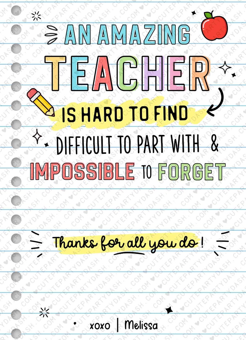 Editable Teacher Thank You Gift Card Holder template Printable Amazing Teacher Appreciation Week Gift Pto End of Year Gift INSTANT DOWNLOAD