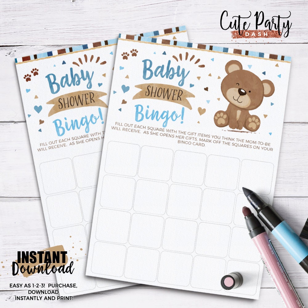 Instant Download Blue Teddy Bear Wishes for Baby Game-BS018
