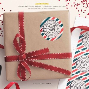 EDITABLE Vintage Christmas North Pole Gift Labels, From Santa Mail, Christmas Mail Sticker gift tag, Package Postage Label INSTANT DOWNLOAD
