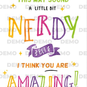 Editable May sound NERDY, You are amazing, Team, Friend, Teacher, Co-Worker Printable Candy Treat Tag, Cheerleading Gift, INSTANT DOWNLOAD