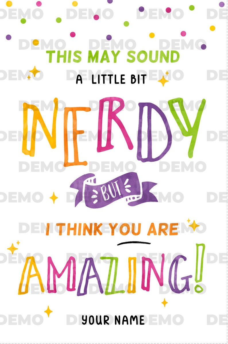 Editable May sound NERDY, You are amazing, Team, Friend, Teacher, Co-Worker Printable Candy Treat Tag, Cheerleading Gift, INSTANT DOWNLOAD