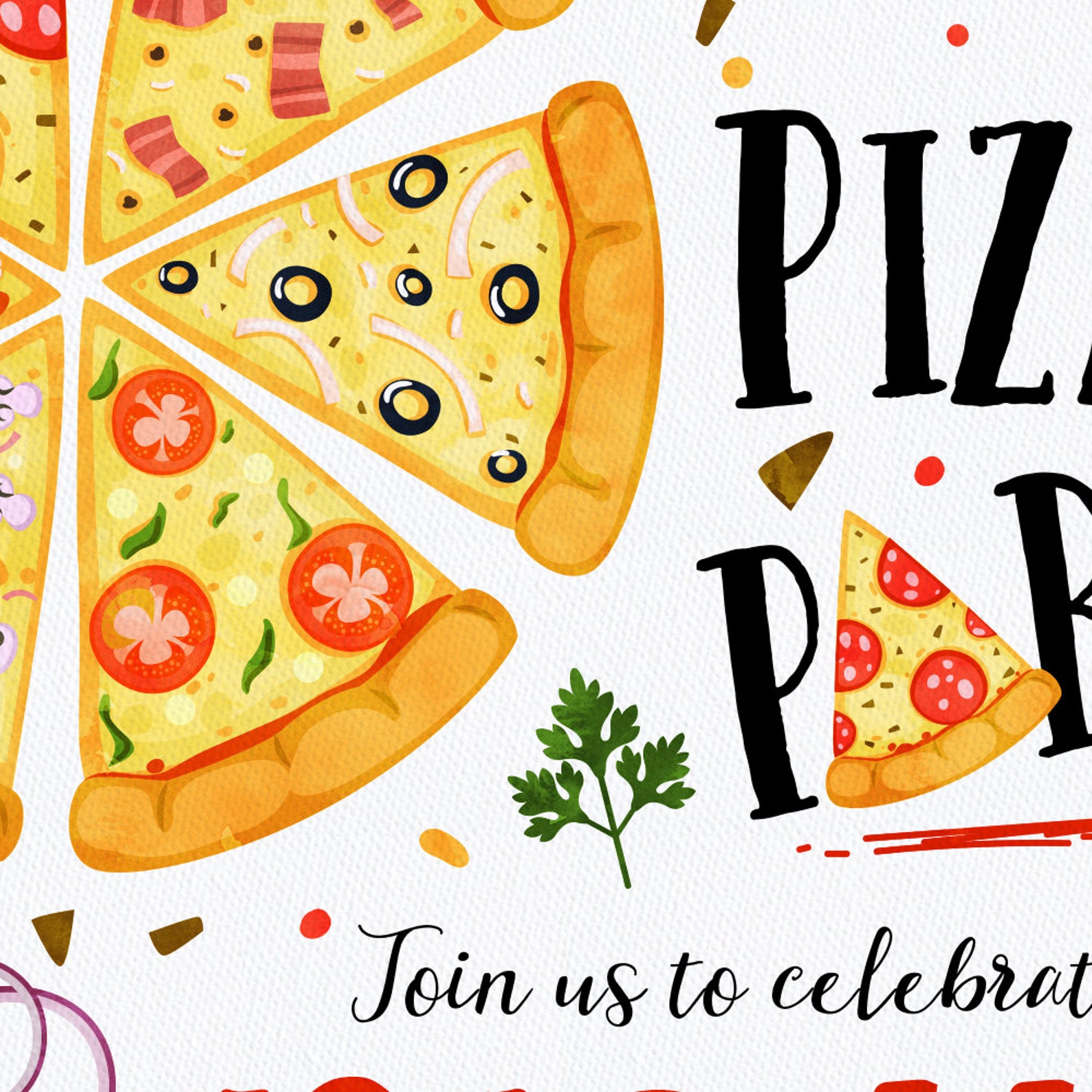 Pizza party invitation Printable Pizza Making Birthday Etsy