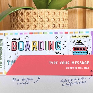 Cruise Boarding Pass Vacation Ticket Gift Voucher, Editable Gift Ticket Template, Surprise Cruise Trip gift ticket, INSTANT DOWNLOAD