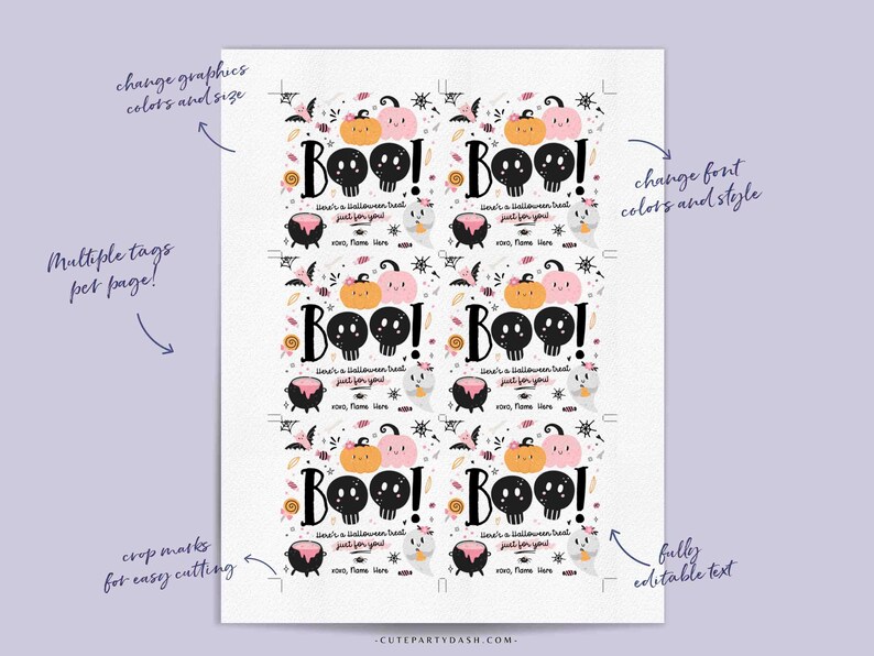 EDITABLE Boo a Treat for you Gift Tag Template Pink Halloween Teacher Staff Pta Pto Kids Spooky Treat Gift Candy Label INSTANT DOWNLOAD