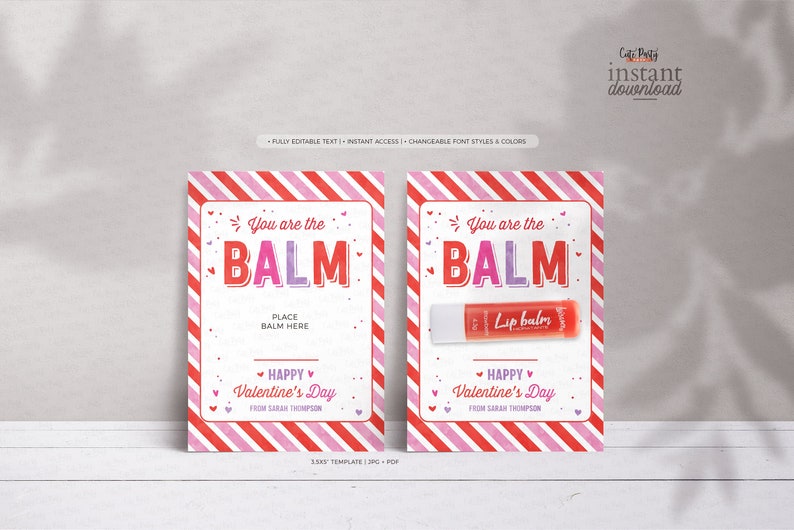 You're The Balm Valentine Gift Tag: Lip Balm Card (Instant Download) image 2