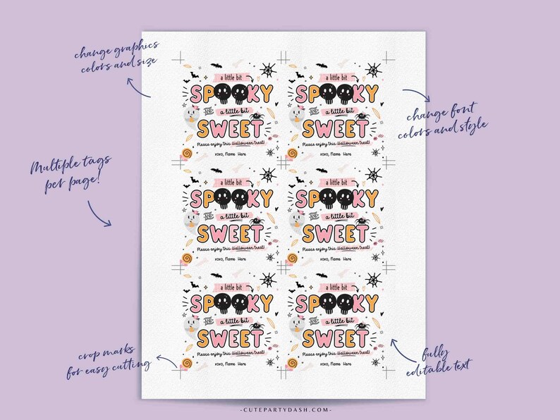 EDITABLE Halloween Spooky & Sweet Gift Tag INSTANT DOWNLOAD Teacher Staff Classmate Cookie Tag Trick or Treat Goody Bag Favor Sticker Label