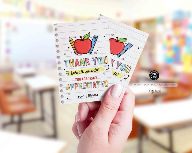 EDITABLE Thank you for all you do we truly appreciate you Tag, Teacher Appreciation Tag, Staff Employee Appreciation School INSTANT DOWNLOAD