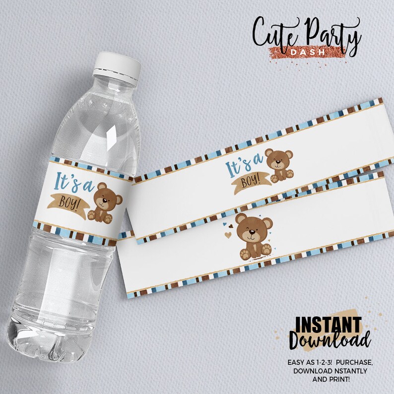 INSTANT DOWNLOAD, Little Bear Baby Shower Table signs, Bear cub baby shower printable, couples brown blue baby shower decor gift favor 454 image 6