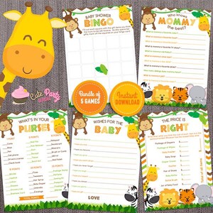 Safari Baby Shower invitations Jungle animals DIY printable Cute Safari co-ed couples shower invitations image 5