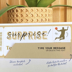 EDITABLE Basketball Game Ticket Template, Ticket Gift idea, Printable Surprise Basketball Match Gift Voucher Certificate INSTANT DOWNLOAD