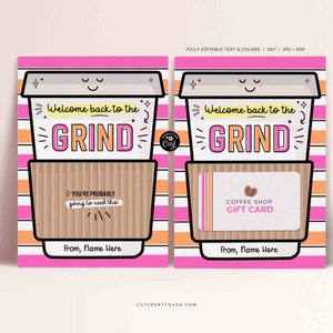 Welcome Back to the Grind Gift Card Holder Editable School Teacher ...