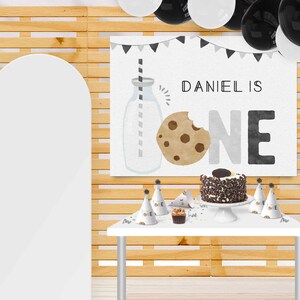 Milk and cookies birthday backdrop