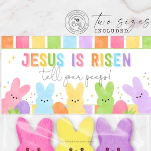 Jesús ha resucitado Dile a tus píos Bolsa de regalo de Pascua religiosa Toppers DESCARGA INSTANTE Plantilla de adorno de bolsa de regalo de Pascua cristiana editable