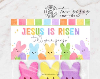 Jesus is Risen Easter Treat Bag Toppers: Editable Template (Instant Download)