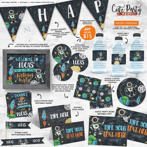 Astronaut Space Birthday invitation Template, EDITABLE Outer space birthday invite, First Trip Around The Sun, INSTANT DOWNLOAD, Rocket #380