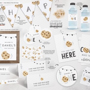 Minimal Milk and Cookies Birthday decorations
