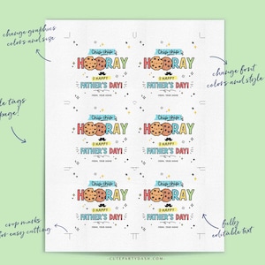 Chip Chip Hooray Happy Father's day gift tag Printable INSTANT DOWNLOAD Fathers Day cookies sticker from kids son daughter wife gift for dad