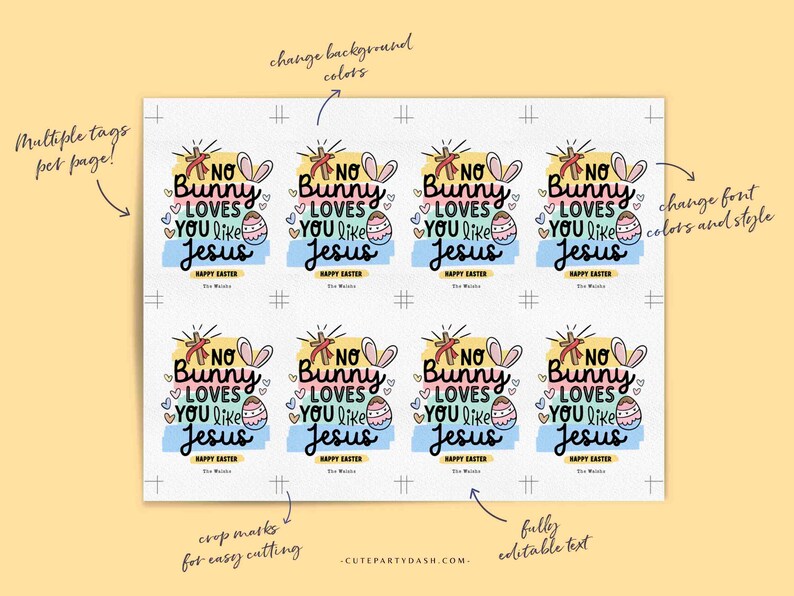 No Bunny loves you like Jesus Easter Gift Tag Printable INSTANT DOWNLOAD Editable Religious Easter Favor Tag Church Easter Happy Easter Card