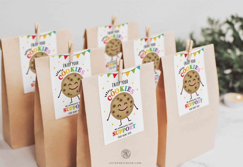 Editable Enjoy your Cookies Gift Tag, Cookie Thank You Tags, Printable Marketing Fundraising, Teacher Appreciation Week, INSTANT DOWNLOAD