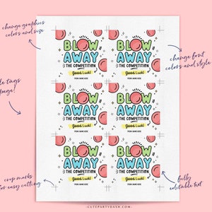Blow Away The Competition Gift Tag INSTANT DOWNLOAD Printable Sports Good Luck Gift Big Game Day Treat Sucker Lollipop Gum Candy Pun tag