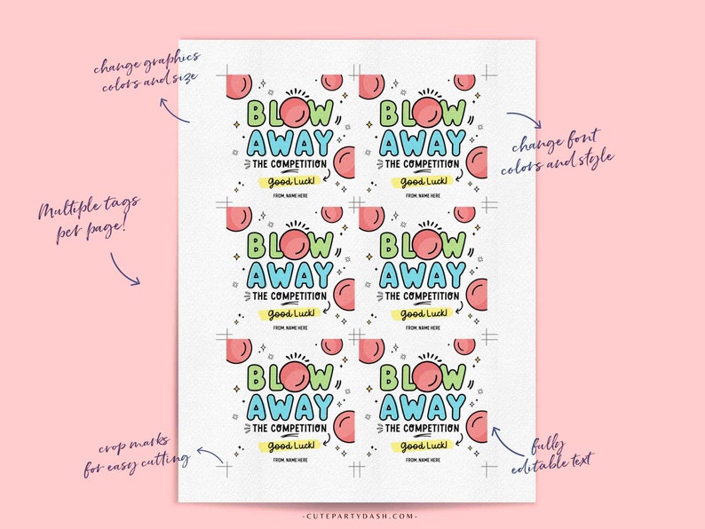 Blow Away The Competition Gift Tag INSTANT DOWNLOAD Printable Sports Good Luck Gift Big Game Day Treat Sucker Lollipop Gum Candy Pun tag
