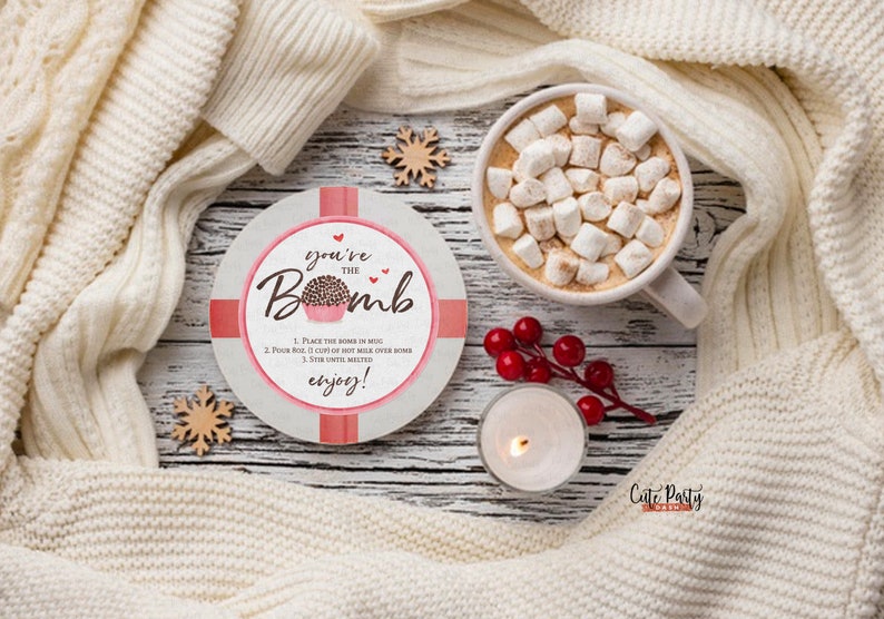 Valentine Hot Chocolate Bomb Gift Tag: Editable Template (Instant Download) image 3