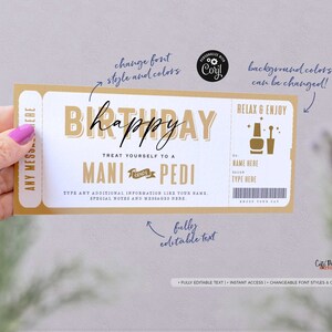 Mani Pedi Gift Voucher Template: Editable Nail Salon Ticket (Digital Download) image 3