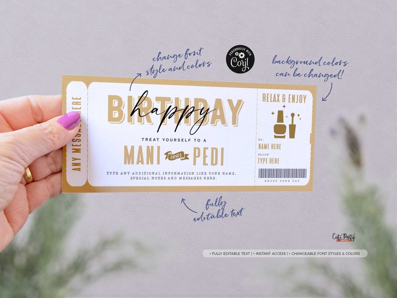 Mani Pedi Gift Voucher Template: Editable Nail Salon Ticket (Digital Download) image 3