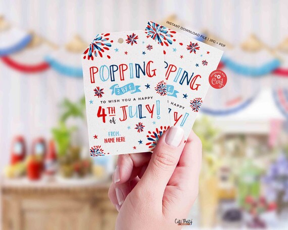 4th of July Gift Tag: Patriotic Fireworks Design (Instant Download)