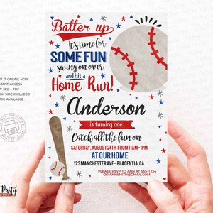 Baseball Birthday Party invitation, Sports Birthday Editable invite, INSTANT DOWNLOAD Printable Watercolor All Star Baseball Invitation 383