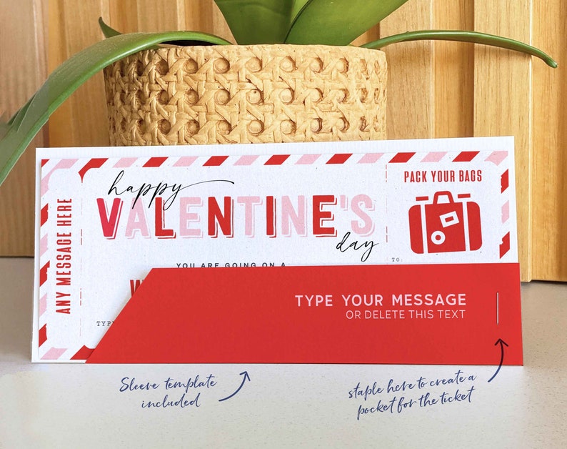 Weekend Getaway Voucher Template, Surprise Valentine's Day Trip gift ticket, Valentines gift, Trip Away Voucher Editable INSTANT DOWNLOAD