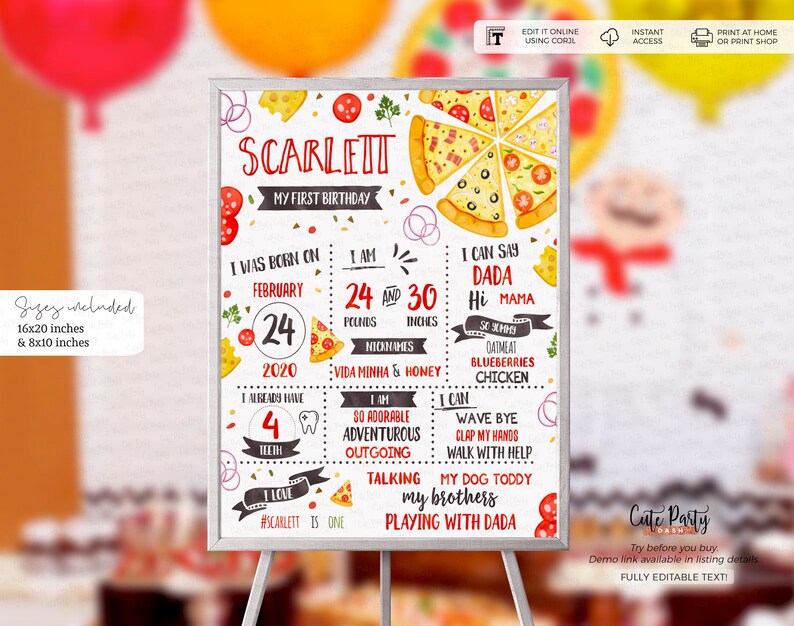 Pizza party milestone poster
