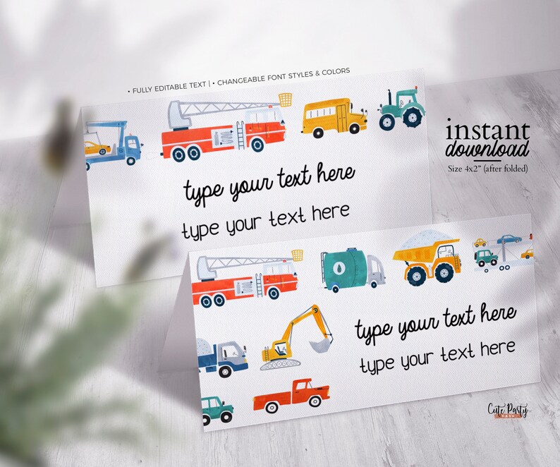 Transportation Birthday Invitation: Truck Car Party, Editable Printable (Digital Download) image 9