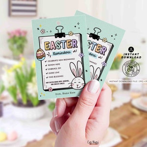 Easter Wishes Gift Tag Printable INSTANT DOWNLOAD Editable Easter Reminders Treat Tag Greetings Happy Easter gift for Staff Employee Team