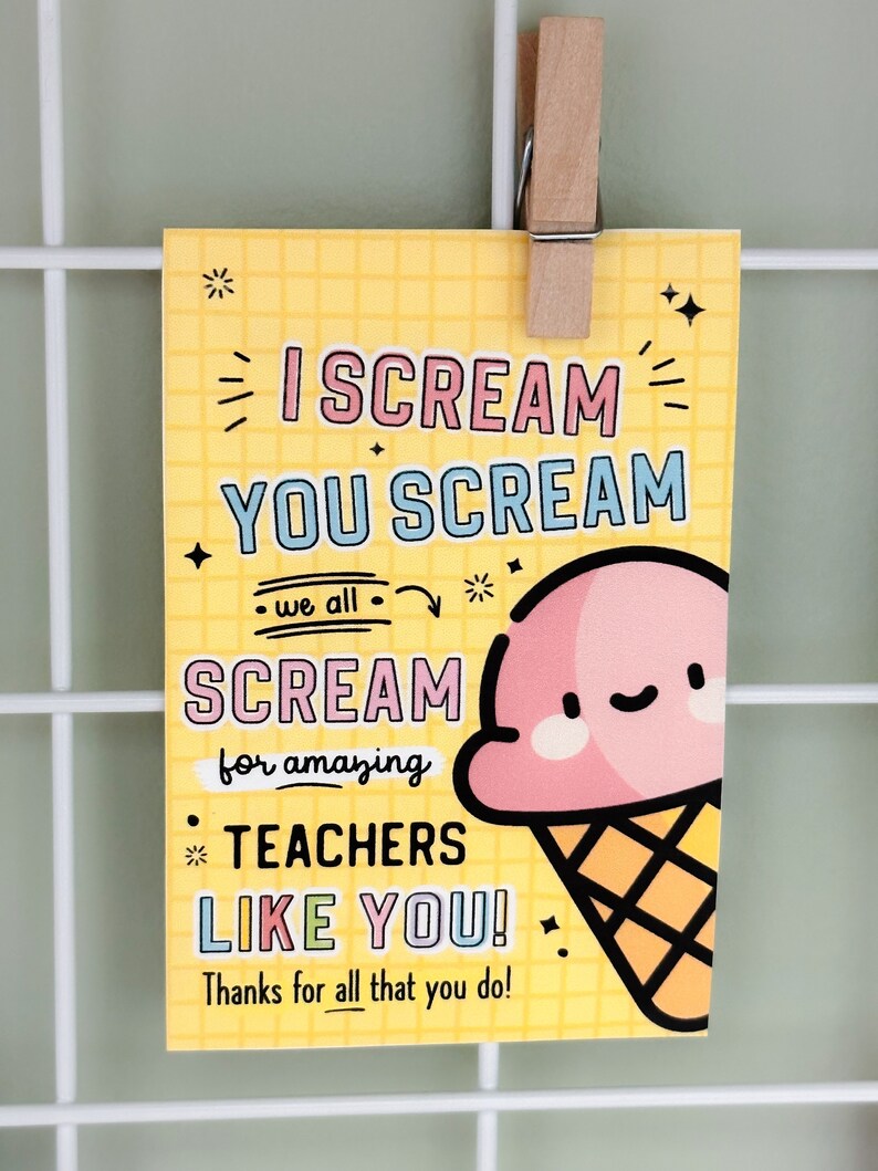 Ice Cream Teacher Appreciation Gift Tag Printable Gift for Etsy
