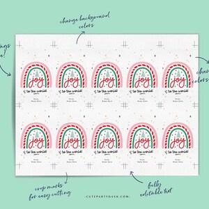 Joy to the World Christmas Gift Tag Printable INSTANT DOWNLOAD Editable Merry Christmas Happy Holidays Party Employee Company Staff Teacher
